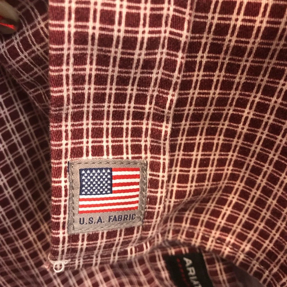 Ariat FR Work Shirt Men's Red Wine Check Plaid CAT 2 8.9 ATPV Flame Resistant